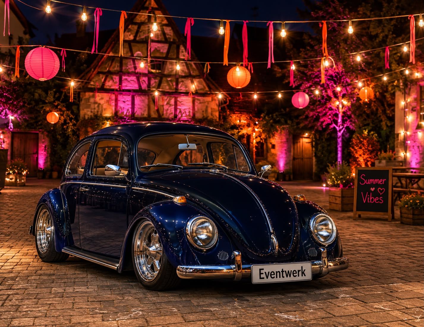 Der blaue Käfer bei Nacht
